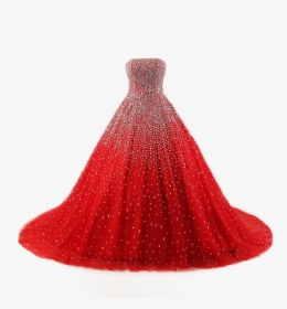 Red Strapless Prom Dress With Silver Sequins And Diamonds - Gown, HD Png Download, Transparent PNG