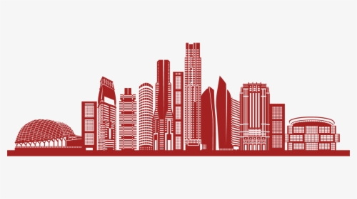 Singapore Flag Clipart Snow , Png Download - Singapore Skyline Black And White, Transparent Png, Transparent PNG
