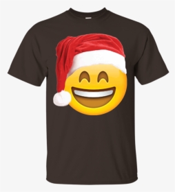 Emoji Christmas Shirt Smiley Face Santa Hat Family - T-shirt, HD Png Download, Transparent PNG