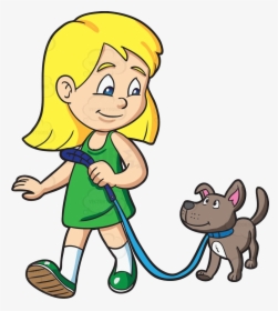 Dog Walking Girl Clipart Free Best Transparent Png - Girl Walking Dog Clipart, Png Download, Transparent PNG