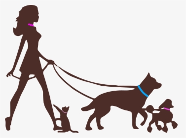 Edinburgh Dog Walking Pet Sitting - Woman Walking Dogs Silhouette, HD Png Download, Transparent PNG