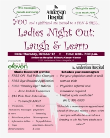 Join Us For Ladies Night Out At Anderson Hospital Billhartz - Menina Bar, HD Png Download, Transparent PNG