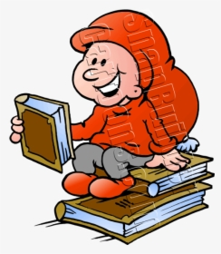 Christmas Elf Reading Book On Books - Clip Art Elves Reading Books, HD Png Download, Transparent PNG