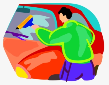 Vector Illustration Of Window Washer Washing Automobile, HD Png Download, Transparent PNG