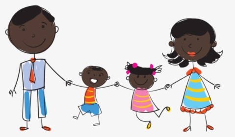 Cartoon Black Family Of 4, HD Png Download, Transparent PNG