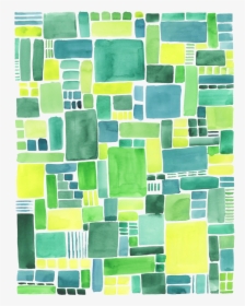 Green Pattern Geometric Watercolor Print - Tile, HD Png Download, Transparent PNG