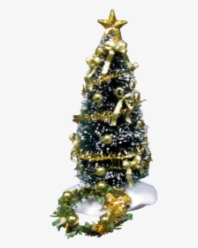 1 Inch Scale Decorated Christmas Tree In Gold Dollhouse - Dollhouse Miniature Christmas Tree, HD Png Download, Transparent PNG