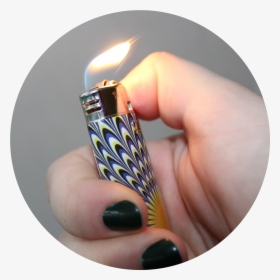 A Pale Hand With Dark Green Nail Polish Is Flicking - Flame, HD Png Download, Transparent PNG