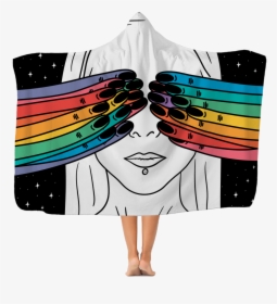 Hand Drawn Closed Eyes Premium Adult Hooded Blanket - Puterea Este In Tine, HD Png Download, Transparent PNG