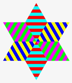 Clipart Hexagram Triangle Stripes Microsoft Office - Estrellas De Multicolores Arcoiris, HD Png Download, Transparent PNG