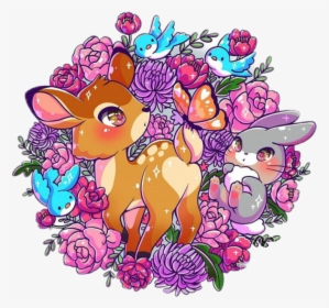 #disney #bambi #thumper #flowers #chibi #freetoedit, HD Png Download, Transparent PNG