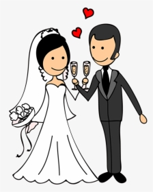 Wedding Couple Doodle , Png Download - Bride And Groom Comic, Transparent Png, Transparent PNG