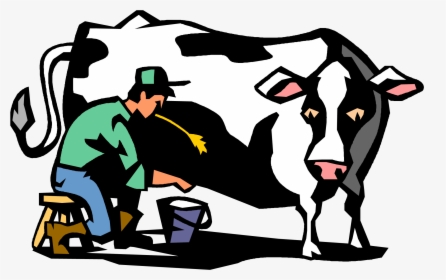Vector Illustration Of Dairy Farmer Milking Holstein - Farmer Milking Cow Clipart, HD Png Download, Transparent PNG