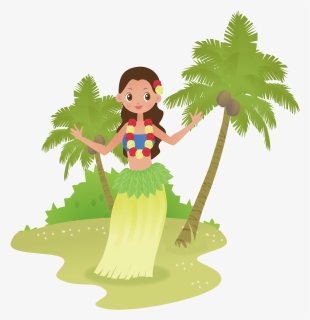 Hawaii Cartoon Hula Ukulele Girl Transprent - Hawaii Luau Png Transparent, Png Download, Transparent PNG