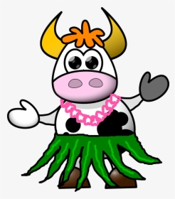 Cow, Cartoon, Skirt, Hula, Hawaiian Costume, Animal - Cartoon Cow, HD Png Download, Transparent PNG