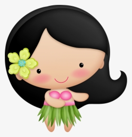 Girls ‿✿⁀○ Tropical Party, Flamingos, Hula Girl - Hawaiian Cartoon Background, HD Png Download, Transparent PNG