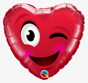 Foil Valentine S Day Winking Red Heart Balloon, HD Png Download, Transparent PNG