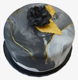 Black Marble Lemon Cake With Gold Accents And An Edible - Marbled Sugar Paste Cake, HD Png Download, Transparent PNG