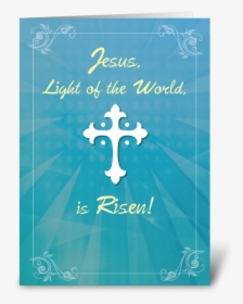 Easter Religious Cross And Rays On Teal Greeting Card - Poster, HD Png Download, Transparent PNG