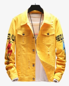 9107 Yellow Jean Jacket,fashionable Jean Jacket,custom - Pocket, HD Png Download, Transparent PNG