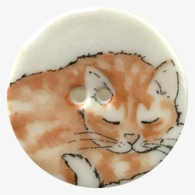 Orange Tabby One, Cat Sleeping Porcelain Button, 1-1/8 - Kitten, HD Png Download, Transparent PNG