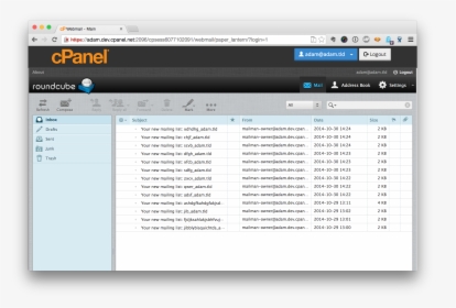 The User Sees Their Inbox - Cpanel Webmail, HD Png Download, Transparent PNG