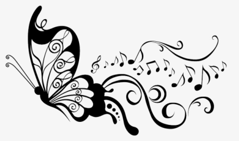 Butterfly And Music Note Tattoo, HD Png Download, Transparent PNG