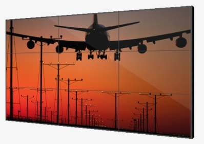 Plane Landing With Sunset Gif, HD Png Download, Transparent PNG