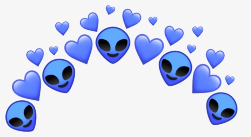 Alien Tumblr Blue Et Emoji Heart Crown Cute Feature - Transparent Blue Heart Crown, HD Png Download, Transparent PNG