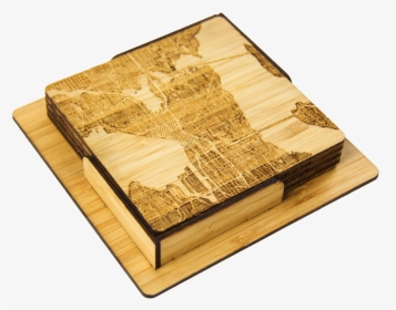 Seattle Map Engraved Bamboo Coaster Set   Class Lazyload - Plywood, HD Png Download, Transparent PNG