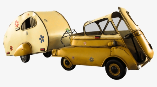 Vintage Small Car With Camper Side View - Nostalgie Caravan, HD Png Download, Transparent PNG