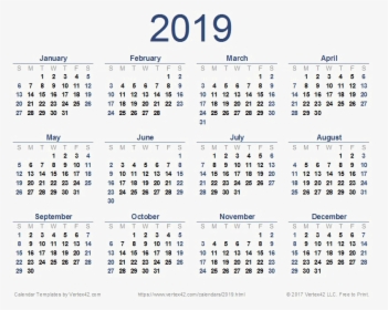 2019 Calendar Png Image - Full Year Calendar 2019, Transparent Png, Transparent PNG