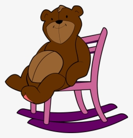 Rocking Chair, Stuffed Animal, Teddy Bear, Toy - Teddy Bear On The Chair Clipart, HD Png Download, Transparent PNG