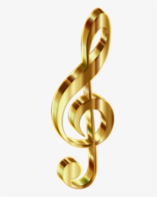 Gold 3d Clef 2 Enhanced No Background Clip Arts - Gold Music Note Png, Transparent Png, Transparent PNG