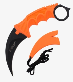Fixed Blade Karambit Neck Knife With Sheath - Blue Damascus Steel Karambit, HD Png Download, Transparent PNG