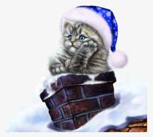 Santa Kitty In Chimney - Fajne Kartki Na Cały Tydzień, HD Png Download, Transparent PNG
