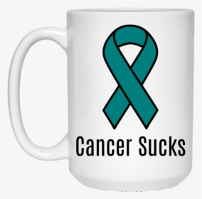 Cancer Sucks Teal Ribbon Ovarian Cancer Awareness - Cervical Cancer Ribbon Png, Transparent Png, Transparent PNG