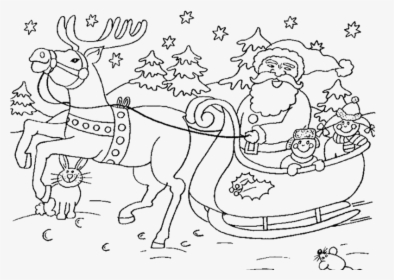 Christmas Sleigh Colouring Pages, HD Png Download, Transparent PNG