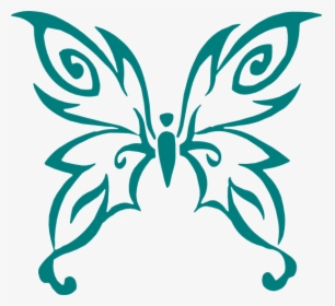 Teal Butterfly Clip Art At Clker - Butterfly Ovarian Cancer Ribbon, HD Png Download, Transparent PNG