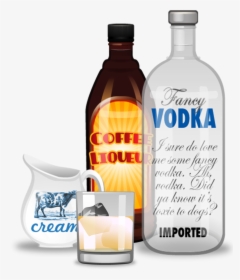 White Russian Cocktail Ingredients - Glass Bottle, HD Png Download, Transparent PNG