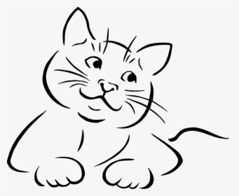 Animal, Cat, Drawing, Feline, Kitten, Kittie, Sketch - Line Art Cat Vector, HD Png Download, Transparent PNG