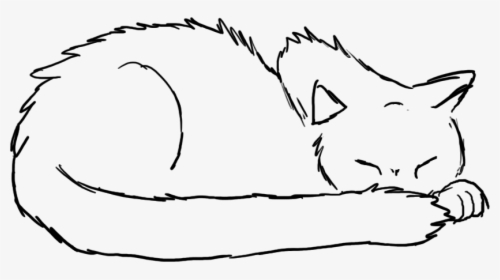 Sleeping Cat Drawing - Sleeping Cat Line Drawing, HD Png Download, Transparent PNG