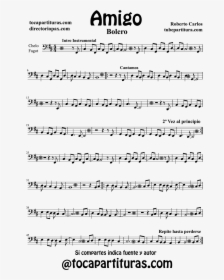 Sheet Music Cello And Bassoon Amigo Partitura De Chelo - Partituras De Roberto Carlos, HD Png Download, Transparent PNG