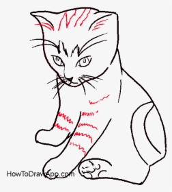 How To Draw A Cat Sitting Down Step By Step - Cat Pics Clipart Drawing, HD Png Download, Transparent PNG