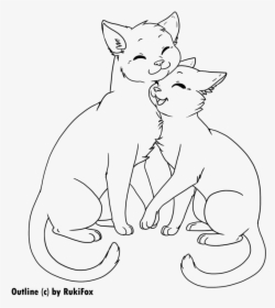 Transparent Cat Outline Png - Cat And Kitten Drawing, Png Download, Transparent PNG