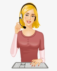 Pretty Girl With Headphone And Computer - Clipart Girl With Headphones Png, Transparent Png, Transparent PNG