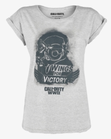 Call Of Duty Wwii Wings For Victory Girl Shirt Grau - Active Shirt, HD Png Download, Transparent PNG