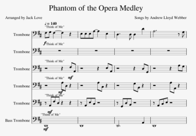 Phantom Of The Opera Trombone Sheet Music, HD Png Download, Transparent PNG
