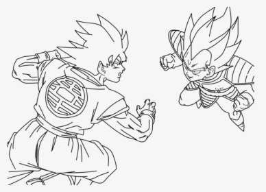 Dibujo De Goku Kakarotto Peleando Cont - Dibujos Para Colorear De Goku Y  Vegeta, HD Png Download , Transparent Png Image - PNGitem