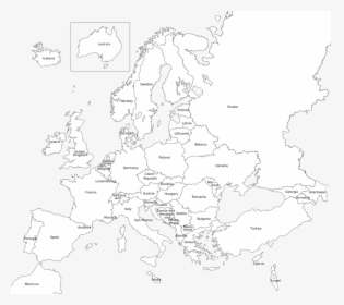 Clip Art World Blank - Black And White Europe Map Transparent, HD Png Download, Transparent PNG